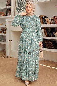 Almond Green Hijab Dress 2270CY - 3