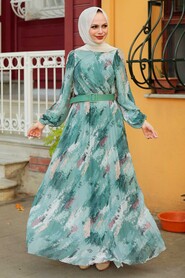 Almond Green Hijab Dress 2288CY - 1