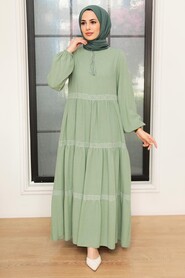 Almond Green Hijab Dress 22912CY - 1