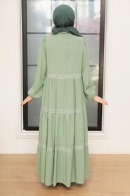 Almond Green Hijab Dress 22912CY - 2