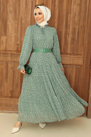 Almond Green Hijab Dress 2298CY - 1