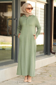 Almond Green Hijab Dress 2343CY - 1