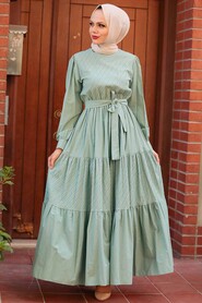Almond Green Hijab Dress 23540CY - 1