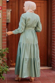 Almond Green Hijab Dress 23540CY - 2