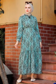 Almond Green Hijab Dress 238CY - 1