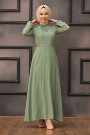Almond Green Hijab Dress 2734CY - 1