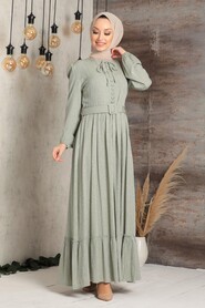 Almond Green Hijab Dress 2770CY - 1