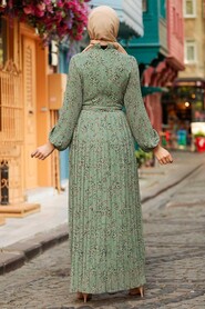 Almond Green Hijab Dress 27890CY - 3