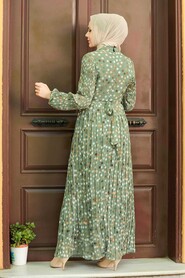 Almond Green Hijab Dress 27894CY - 2