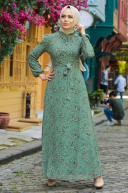 Almond Green Hijab Dress 279011CY - 1