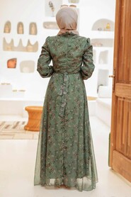 Almond Green Hijab Dress 27923CY - 2