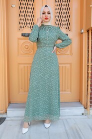 Almond Green Hijab Dress 2809CY - 1