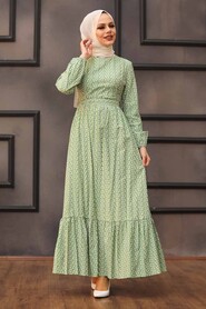 Almond Green Hijab Dress 28480CY - 1