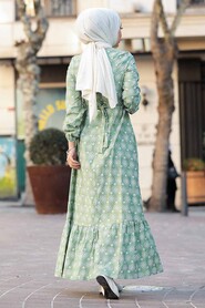 Almond Green Hijab Dress 2848CY - 5