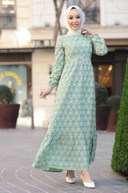 Almond Green Hijab Dress 2848CY - 2