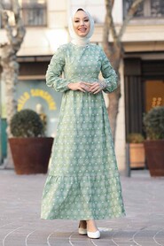 Almond Green Hijab Dress 2848CY - 3