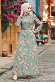 Almond Green Hijab Dress 29250CY - 2