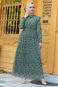 Almond Green Hijab Dress 2963CY - 1