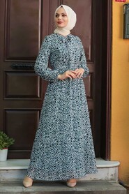Almond Green Hijab Dress 3050CY - 1