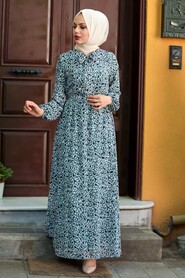 Almond Green Hijab Dress 3050CY - 2
