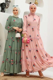 Almond Green Hijab Dress 32810CY - 2