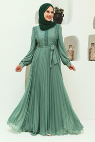 Almond Green Hijab Dress 33233CY - 1