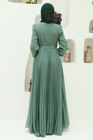 Almond Green Hijab Dress 33233CY - 2