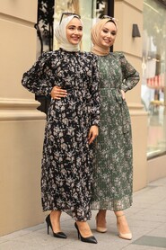 Almond Green Hijab Dress 33254CY - 2