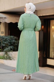 Almond Green Hijab Dress 33870CY - 5