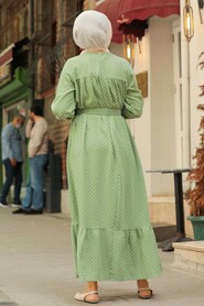 Almond Green Hijab Dress 3738CY - 2