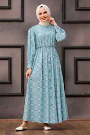 Almond Green Hijab Dress 4338CY - 1