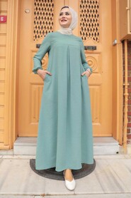 Almond Green Hijab Dress 4362CY - 1