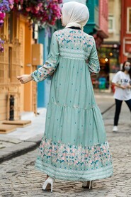 Almond Green Hijab Dress 5191CY - 2