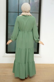 Almond Green Hijab Dress 5720CY - 3