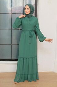 Almond Green Hijab Dress 5726CY - 1