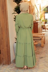 Almond Green Hijab Dress 63250CY - 5