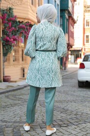 Almond Green Hijab Dual Suit Dress 1496CY - 4