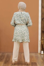Almond Green Hijab Dual Suit Dress 30410CY - 2