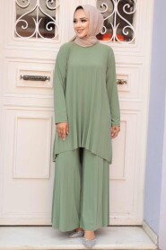 Almond Green Hijab Dual Suit Dress 50054CY - 2