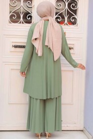 Almond Green Hijab Dual Suit Dress 50054CY - 3