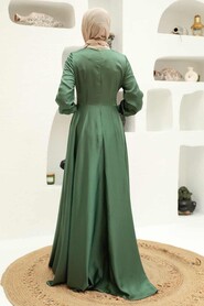  Almond Green Turkish Hijab Evening Gown 1420CY - 2