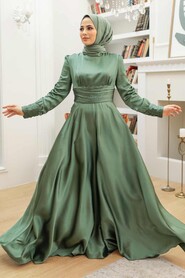 Stylish Almond Green Modest Wedding Dress 2511CY - 1