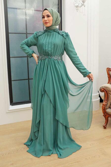  Stylish Almond Green Modest Prom Dress 25807CY - NEVA STYLE