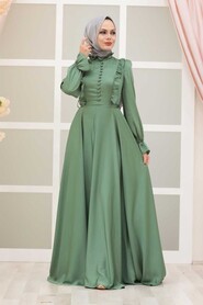 Almond Green Hijab Evening Dress 2752CY - 1