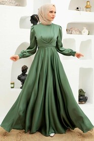  Satin Almond Green Modest Islamic Clothing Wedding Dress 3064CY - 2