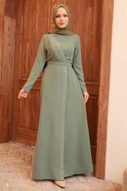  Almond Green Turkish Muslim Wedding Dress 32150CY - 1