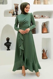  Modern Almond Green Muslim Evening Gown 3381CY - 1