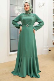  Luxury Almond Green Islamic Clothing Prom Dress 36030CY - 2