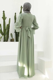  Almond Green Turkish Hijab Bridesmaid Dress 5367CY - 2