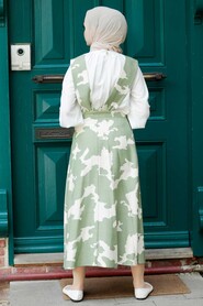 Almond Green Hijab Gilet Dress 1274CY - 3